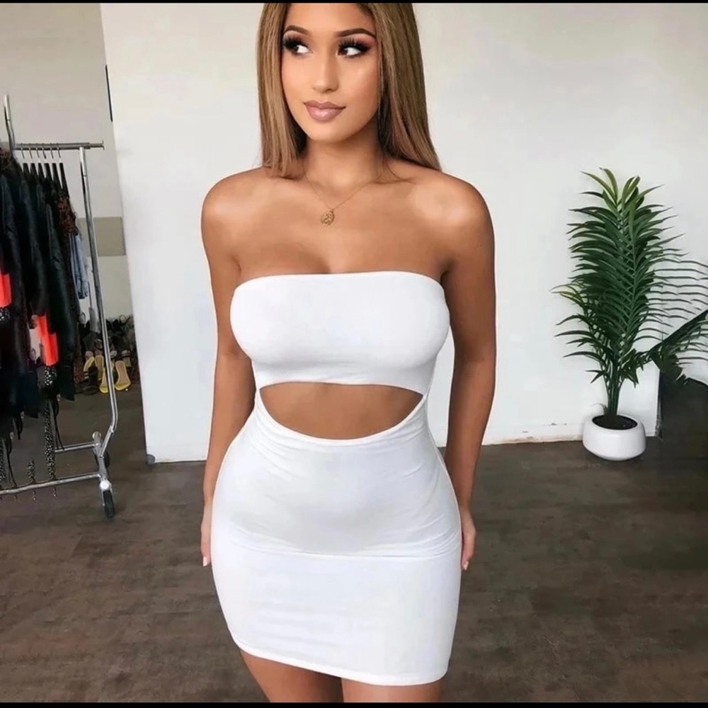 Outspoken Clothing Co. Tube Top Cutout Mini Dress White